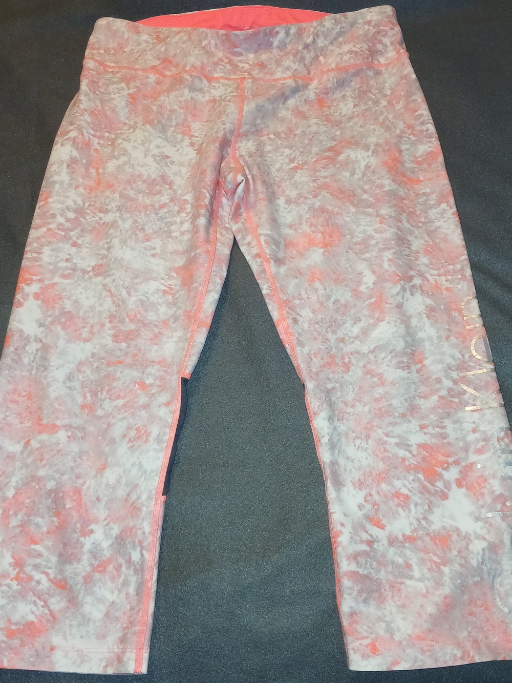 Calvin Klein Coral Pink Marble-Effect Kids Leggings
